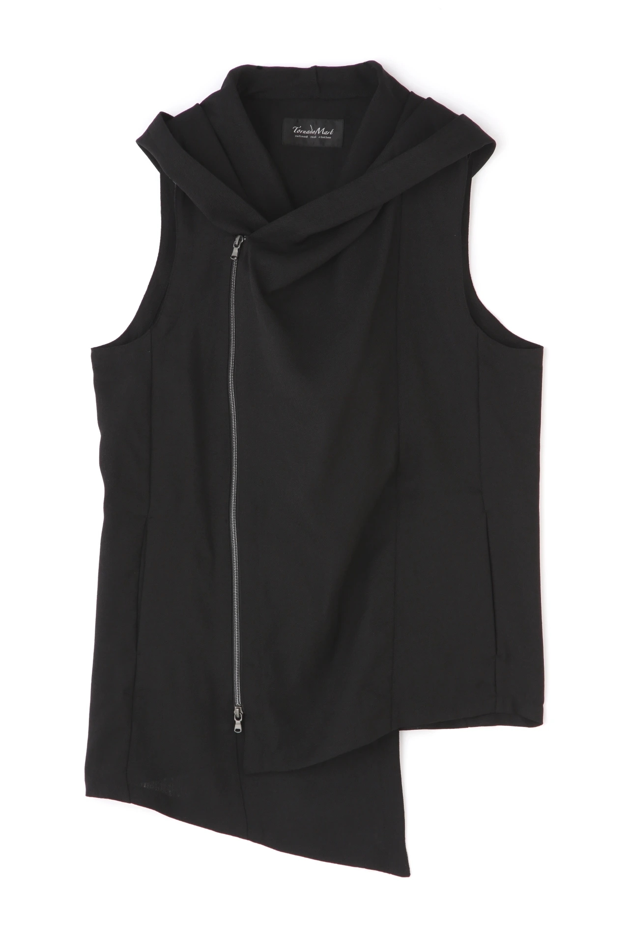 トップス TORNADO MART linen asymmetry drape vest TORNADO MART∴リネンライクスラブツイルアシメドレープベスト