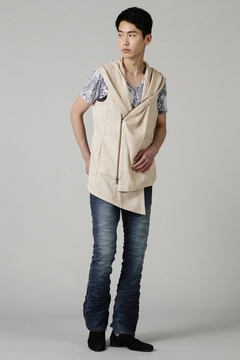 TORNADO MART(トルネードマート) |TORNADO MART∴リネンライクスラブツイルアシメドレープベスト