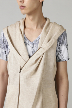 TORNADO MART(トルネードマート) |TORNADO MART∴リネンライクスラブツイルアシメドレープベスト