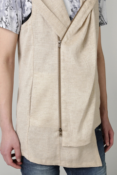 TORNADO MART(トルネードマート) |TORNADO MART∴リネンライクスラブツイルアシメドレープベスト