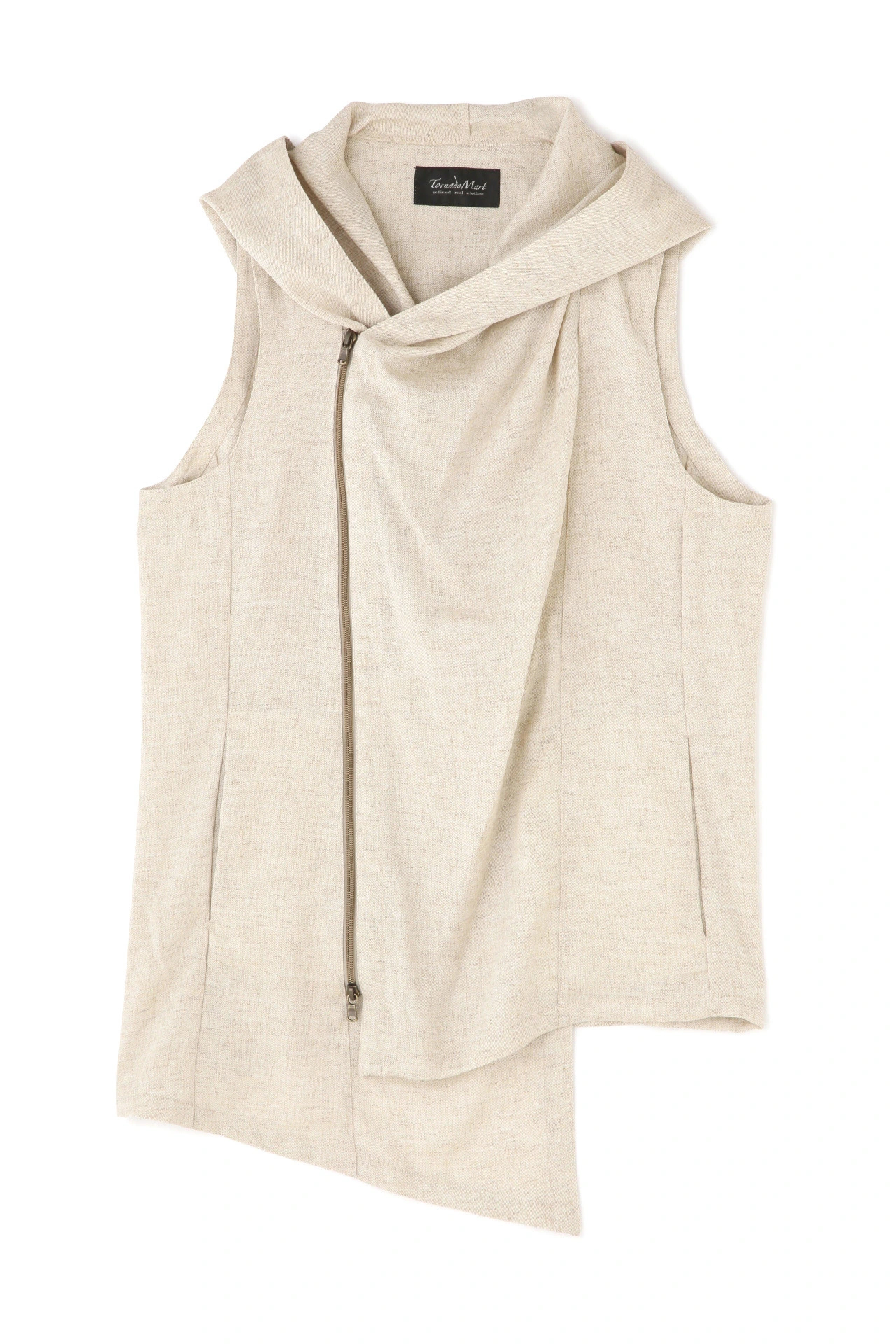 トップス TORNADO MART linen asymmetry drape vest TORNADO MART∴リネンライクスラブツイルアシメドレープベスト