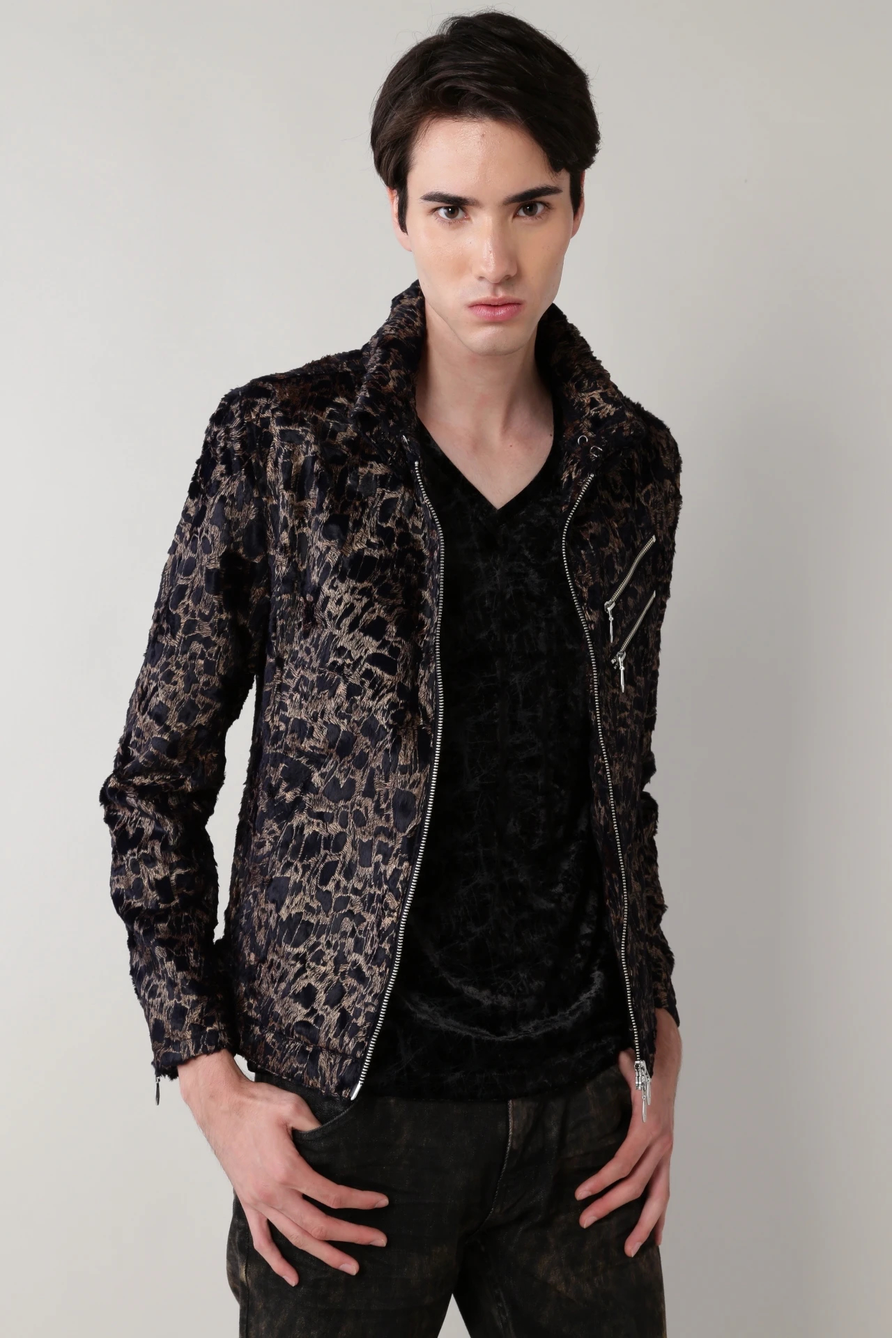 TORNADO MARTウェットルック シールライダースブルゾンジャケット