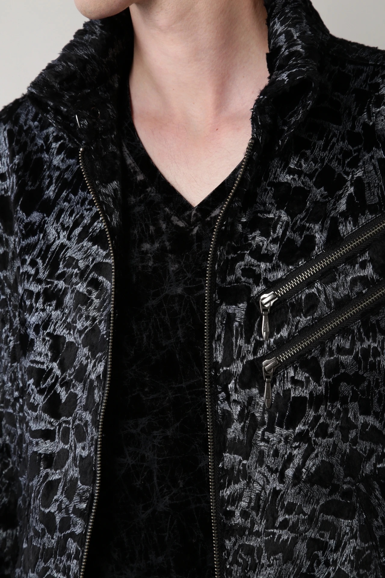 TORNADO MARTウェットルック シールライダースブルゾンジャケット