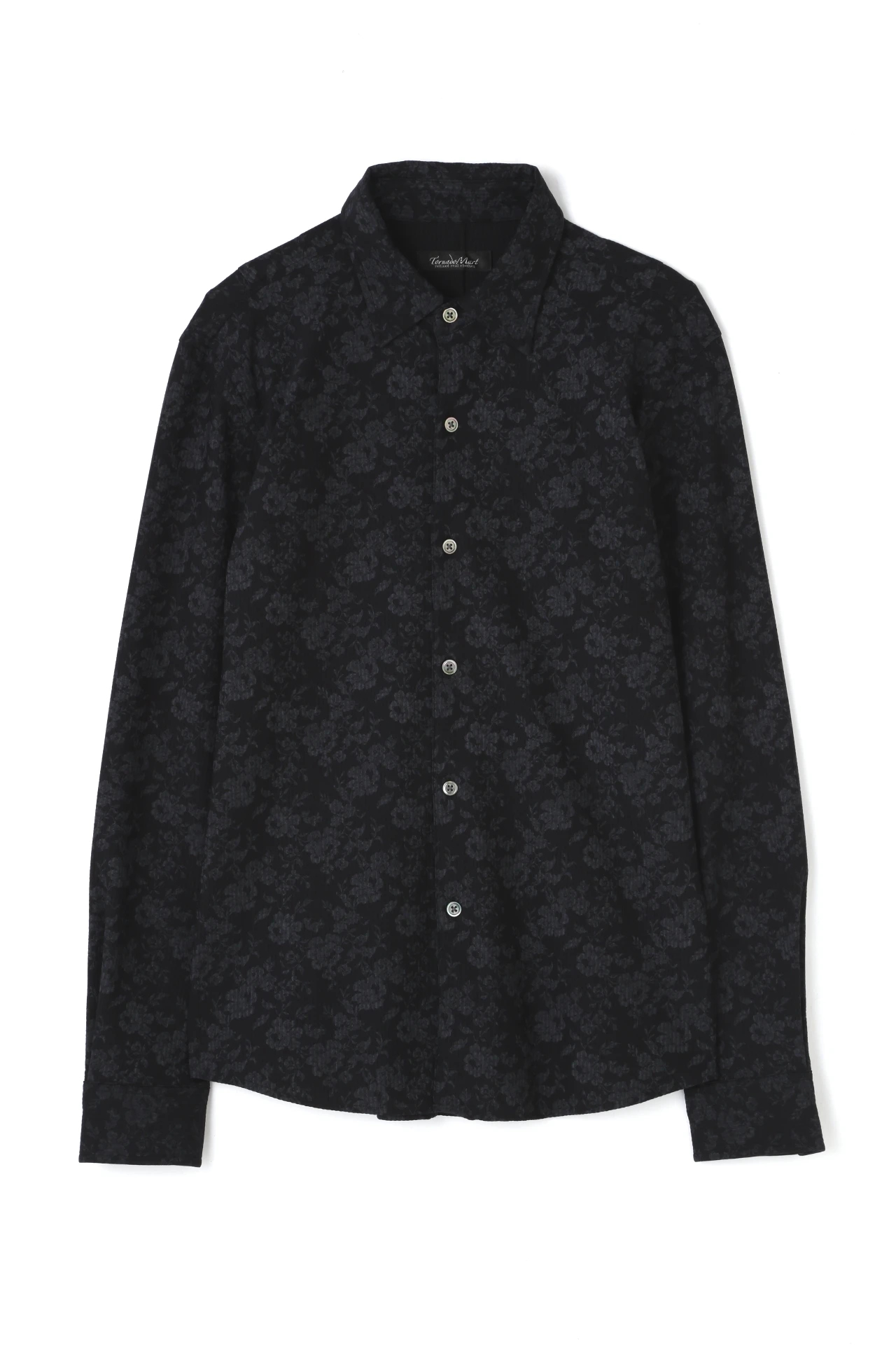 【新品未使用】TORNADO MART マルチフラワープリントシャツ 黒 TORNADO MART∴サッカーハイテンションフラワープリントシャツ