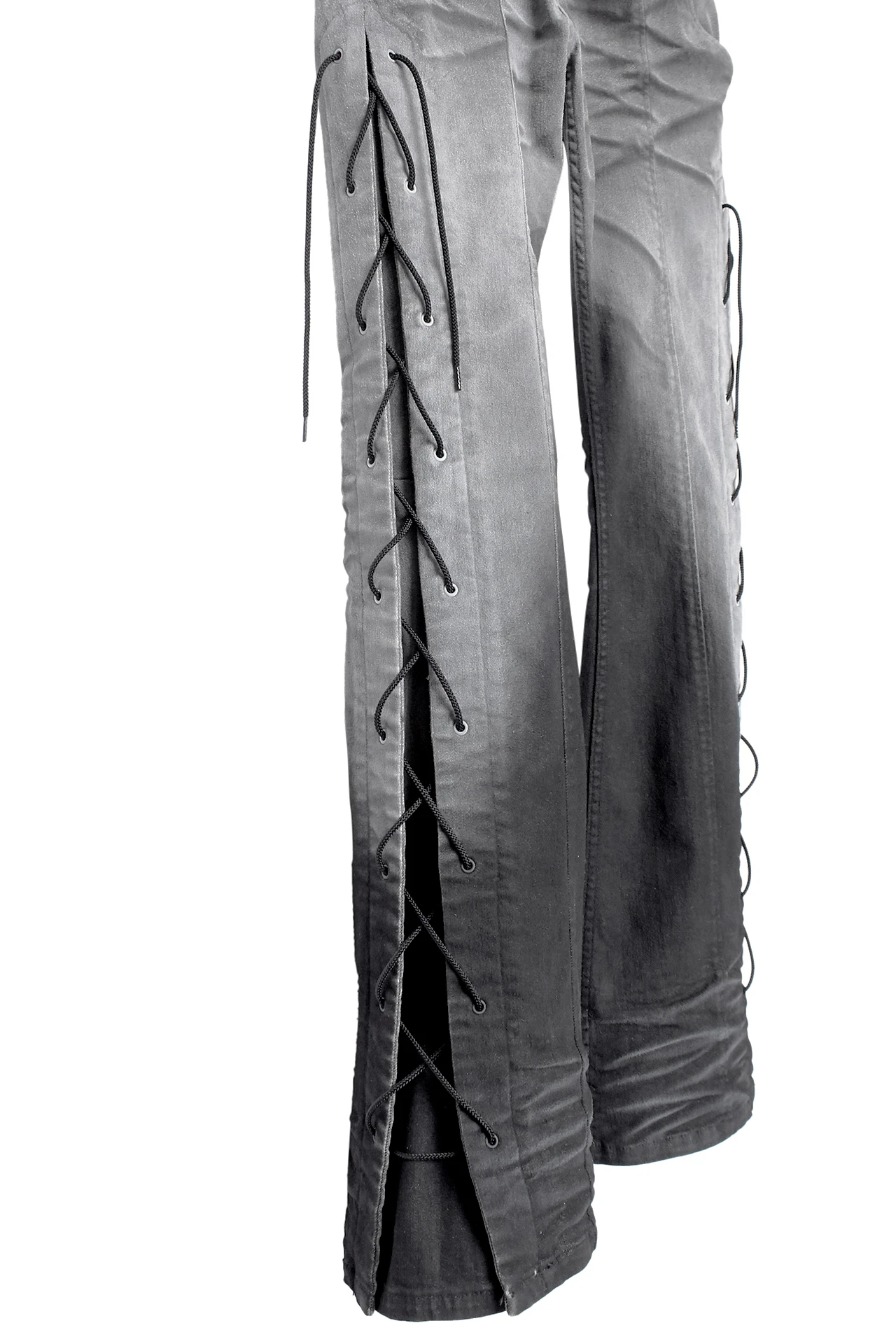 フライタイプジップフライTORNADO MARTトライバル刺繍 スワロフスキー装飾ベルボトムデニムパンツ