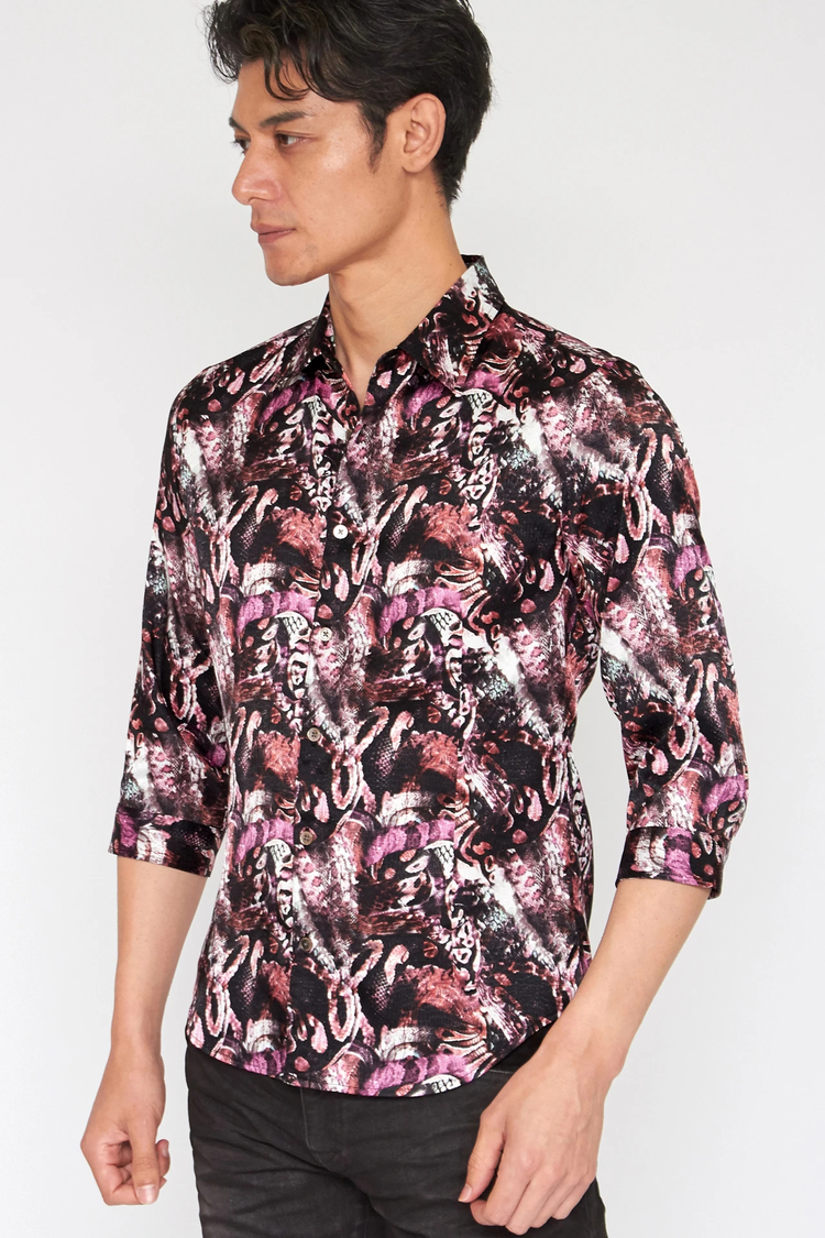 TORNADO MART(トルネードマート) |TORNADO MART∴コラージュパイソンプリント7分袖シャツ