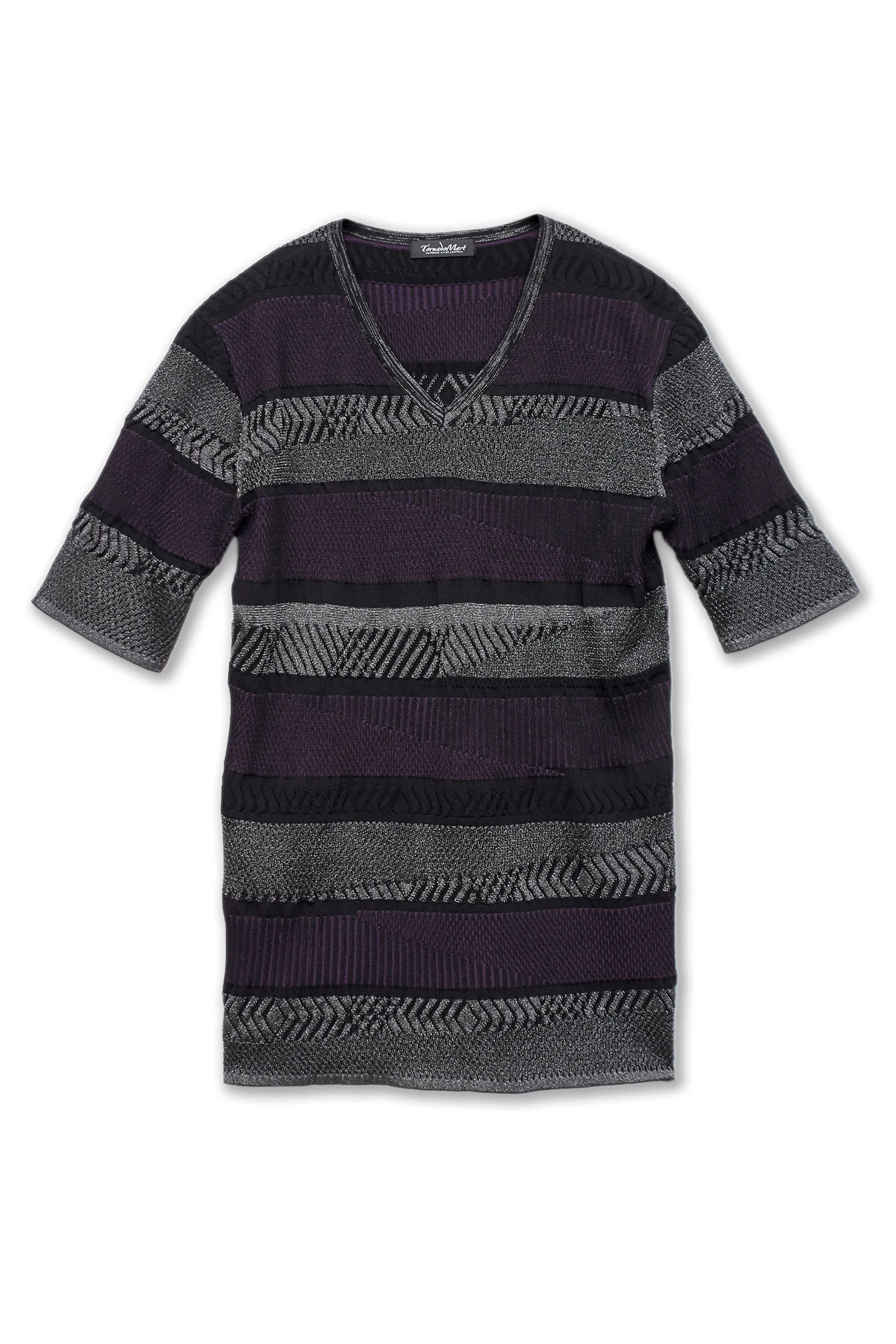 TORNADO MART∴ランダムキカボーダーリンクス半袖Vネックニット