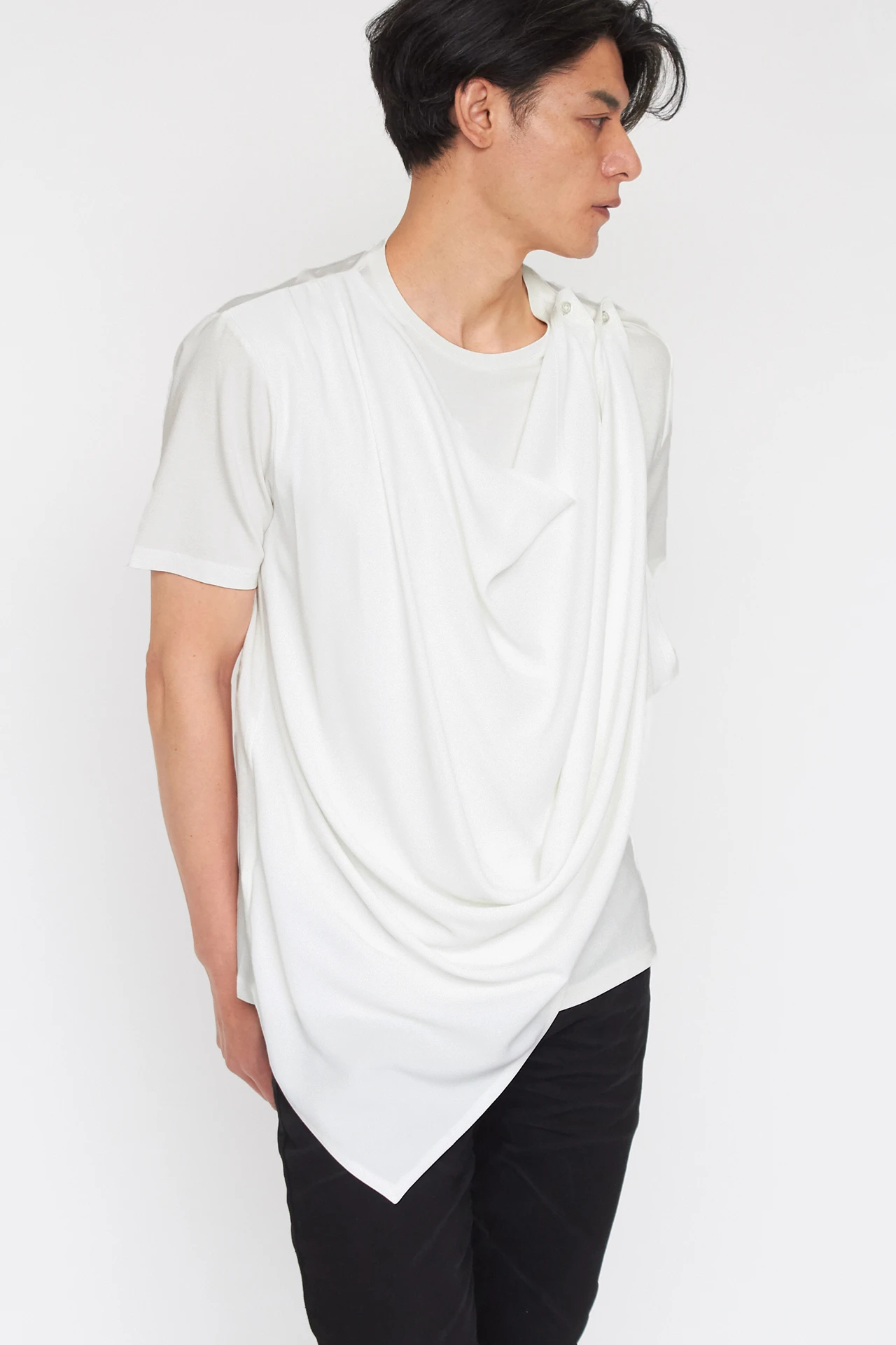 美品 TORNADOMART 豹柄 ドレープ 半袖カットソー トルネードマート TORNADO MART∴アレンジドレープ半袖カットソー / TORNADO MART