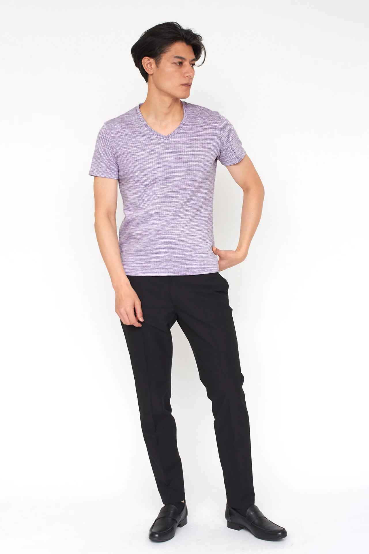 ZERO by TORNADO MART∴ABSかすれ千鳥JQ半袖Vネックカットソー