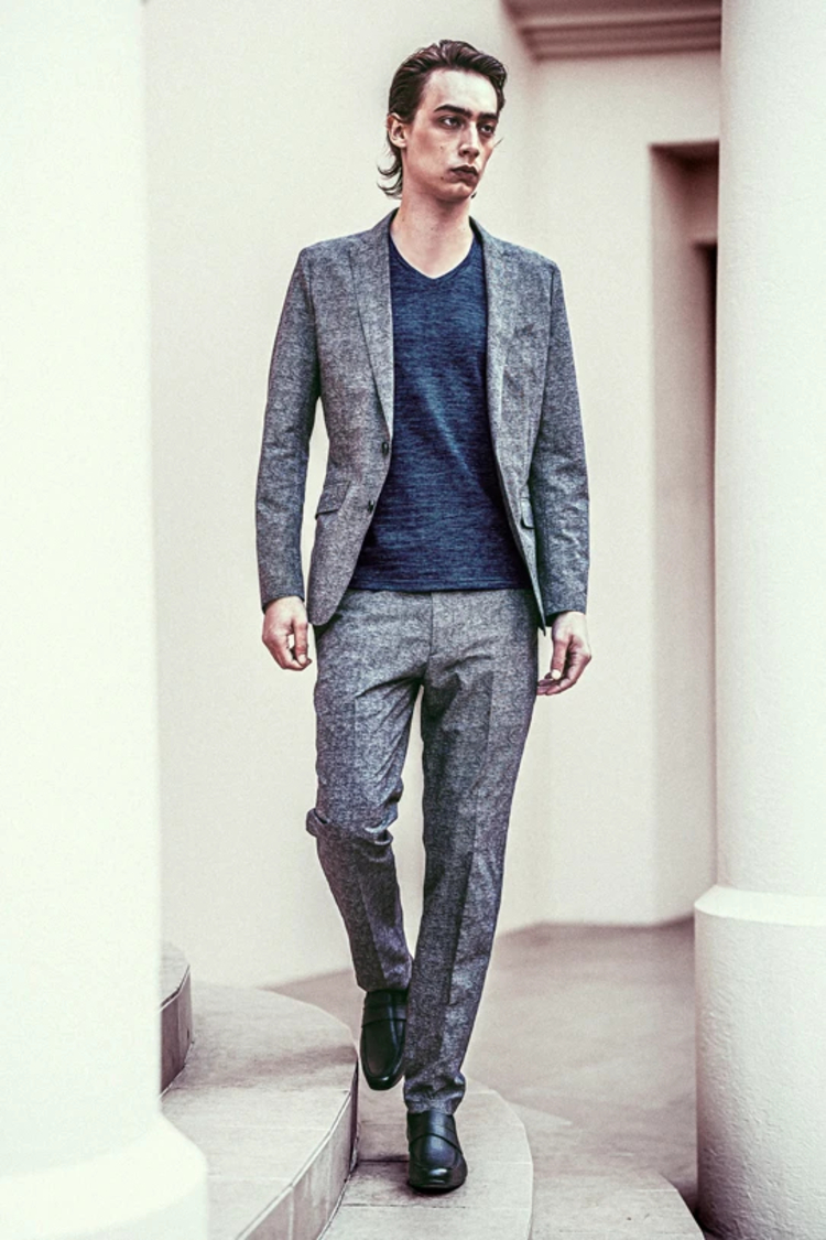 ZERO by TORNADO MART∴ABSかすれ千鳥JQ半袖Vネックカットソー