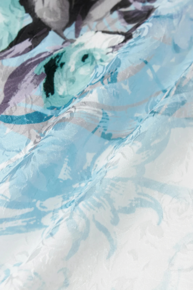 トルネードマート　シャドーローズブラックフラワー7分袖ドレスシャツ TORNADO MART∴オーナメントフラワープリント7分袖シャツ