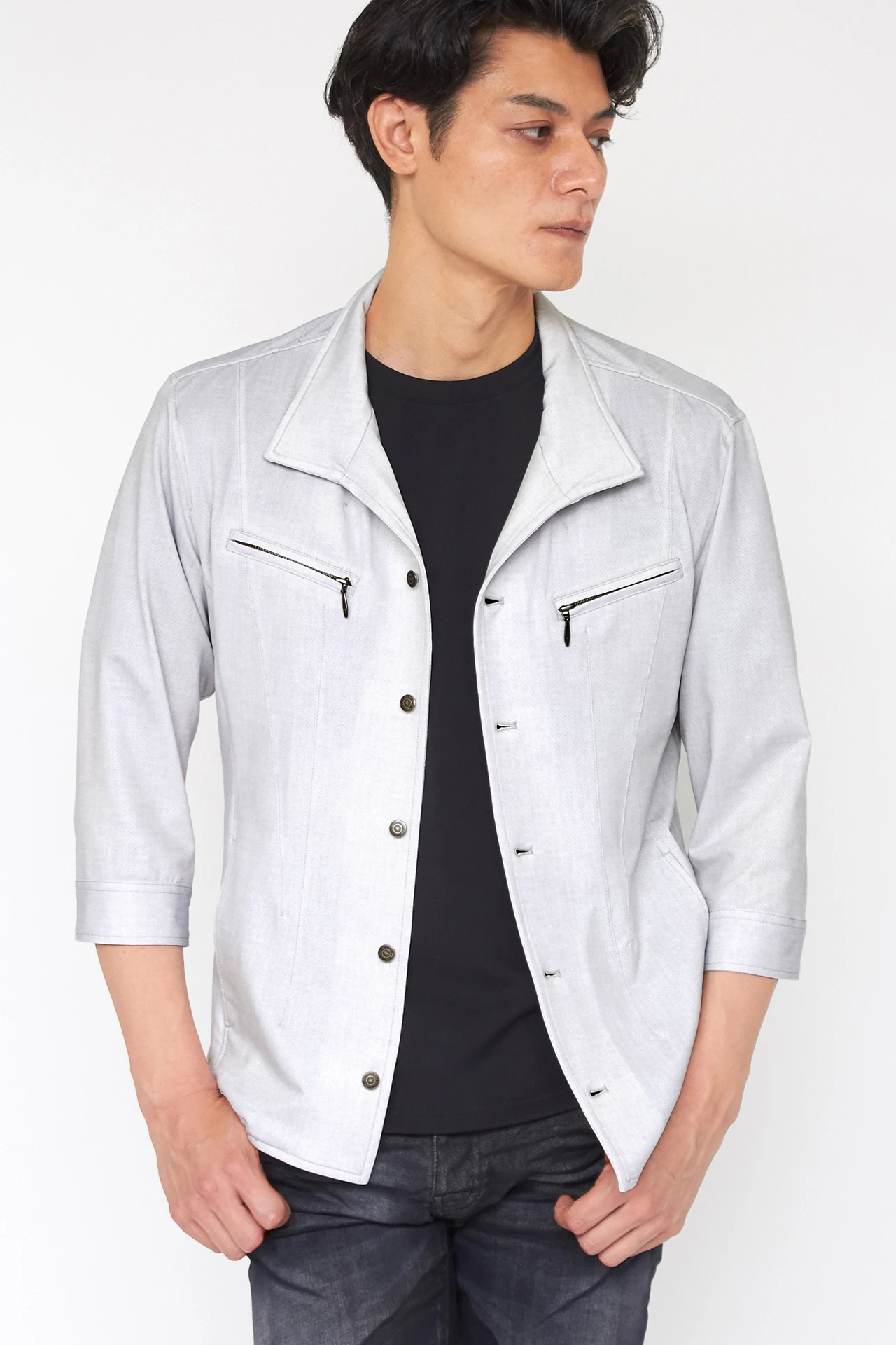 TORNADO MART∴トゥーダンソフトムラプリントシャツブル(マスキュリン