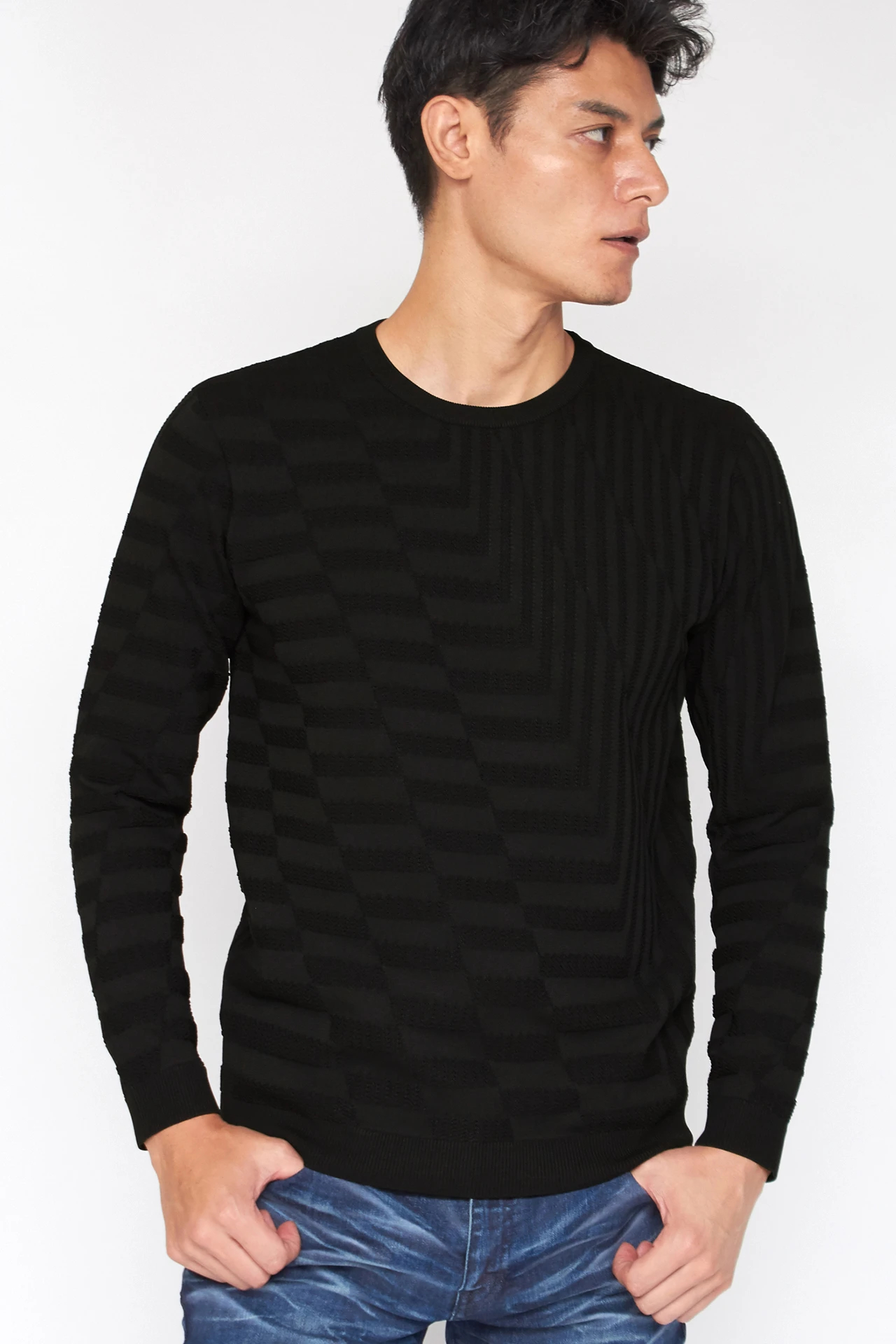 TORNADO MART∴バイアスリンクスクルーネックニット / TORNADO MART