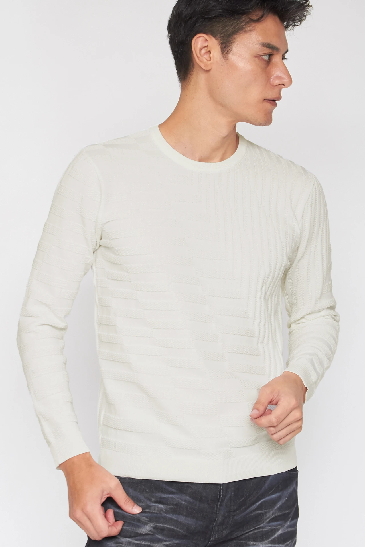 TORNADO MART∴バイアスリンクスクルーネックニット / TORNADO MART