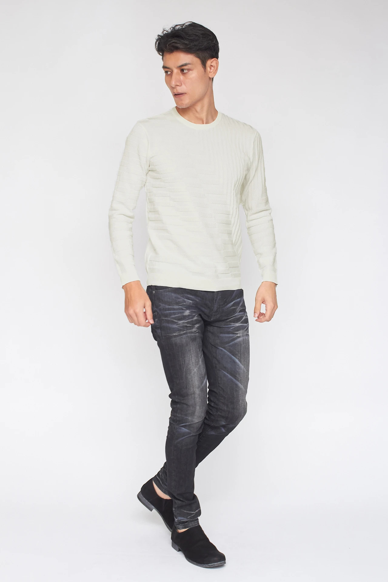 TORNADO MART∴バイアスリンクスクルーネックニット / TORNADO MART