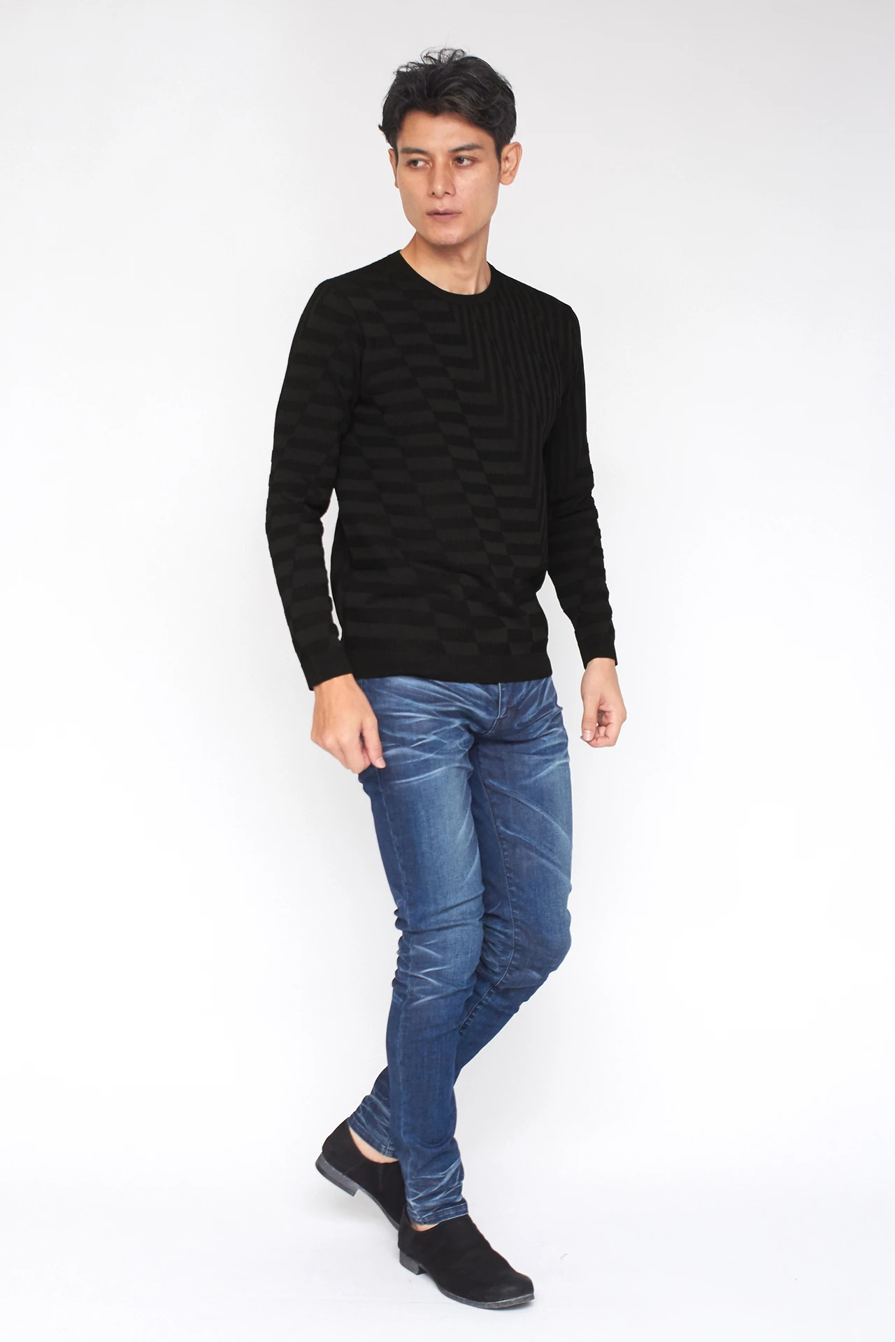 TORNADO MART∴バイアスリンクスクルーネックニット / TORNADO MART