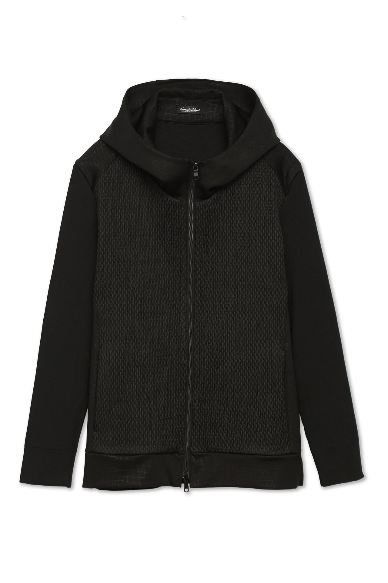 TORNADO MART∴ニットコンビパイソンエンボスフーディーブルゾン