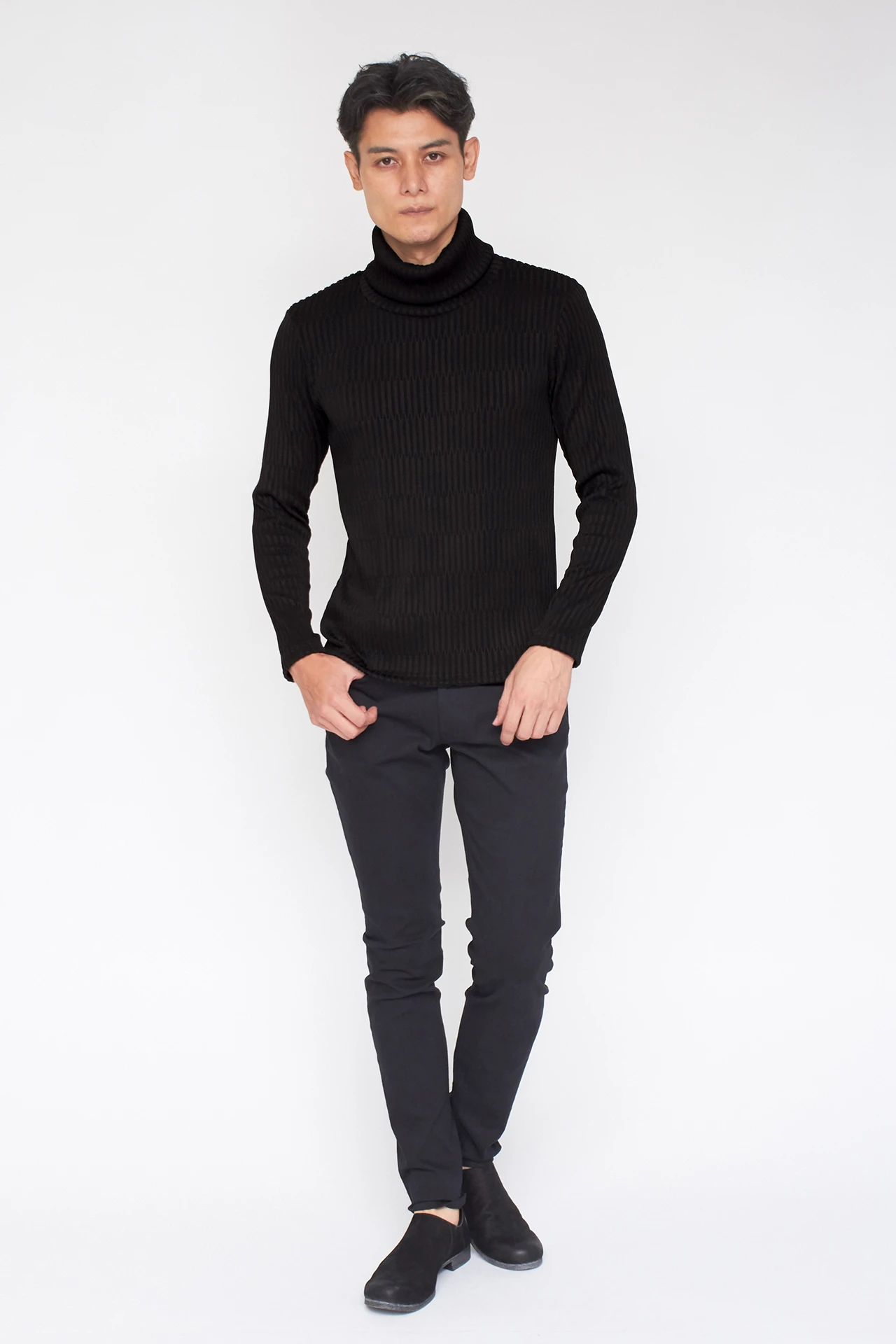 TORNADO MART∴タックストライプジャガードタートルネック / TORNADO