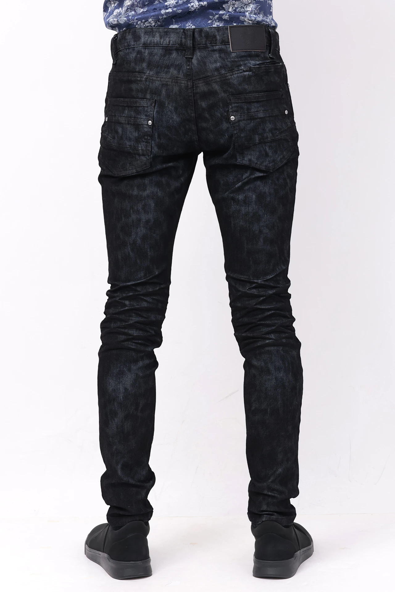 TORNADO MART ダークグレー ブーツカットデニム サイズS　レオパード TORNADO MART∴レオパードクリアフォイルスキニーデニム / TORNADO