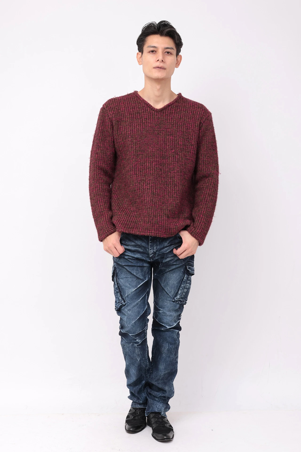 TORNADO MART∴シャイニーウールジャージーVネック / TORNADO MART