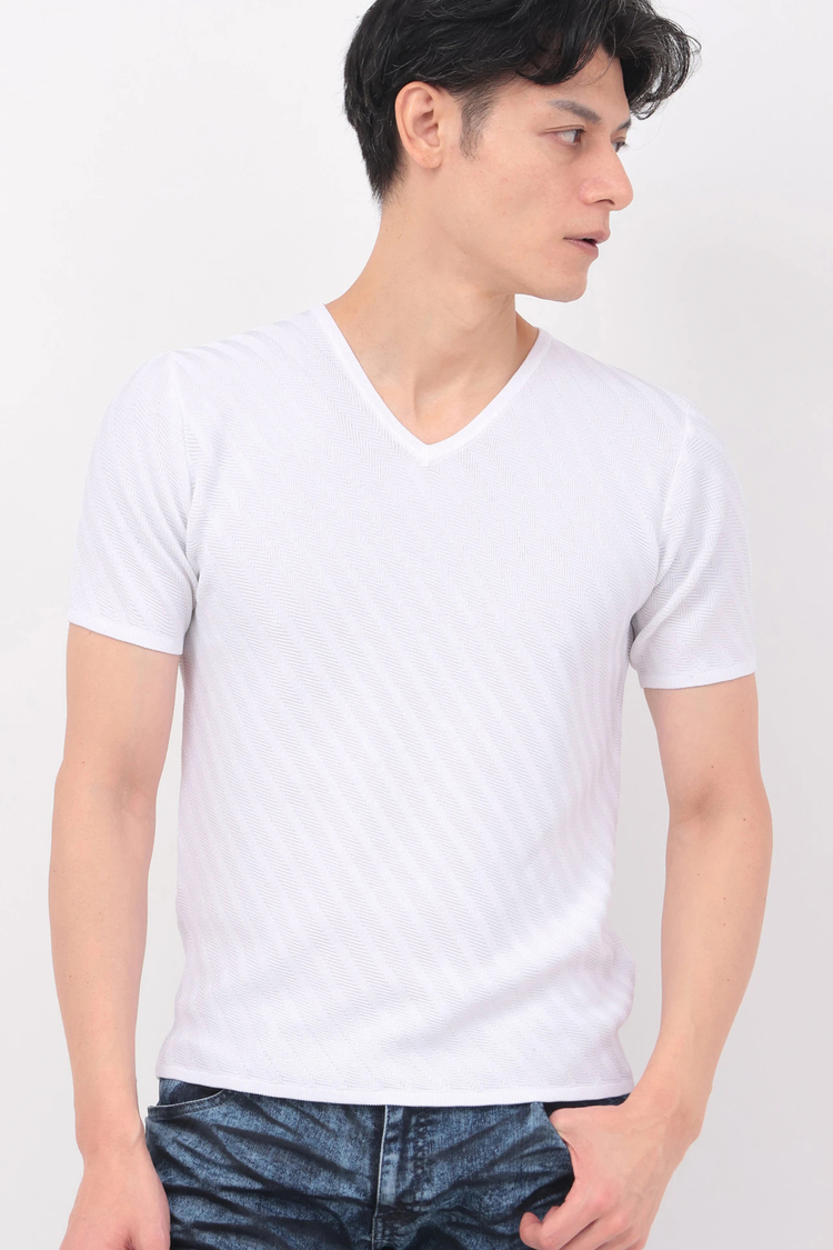 TORNADO MART(トルネードマート) |TORNADO MART∴バイアスストライプリンクス半袖ニット