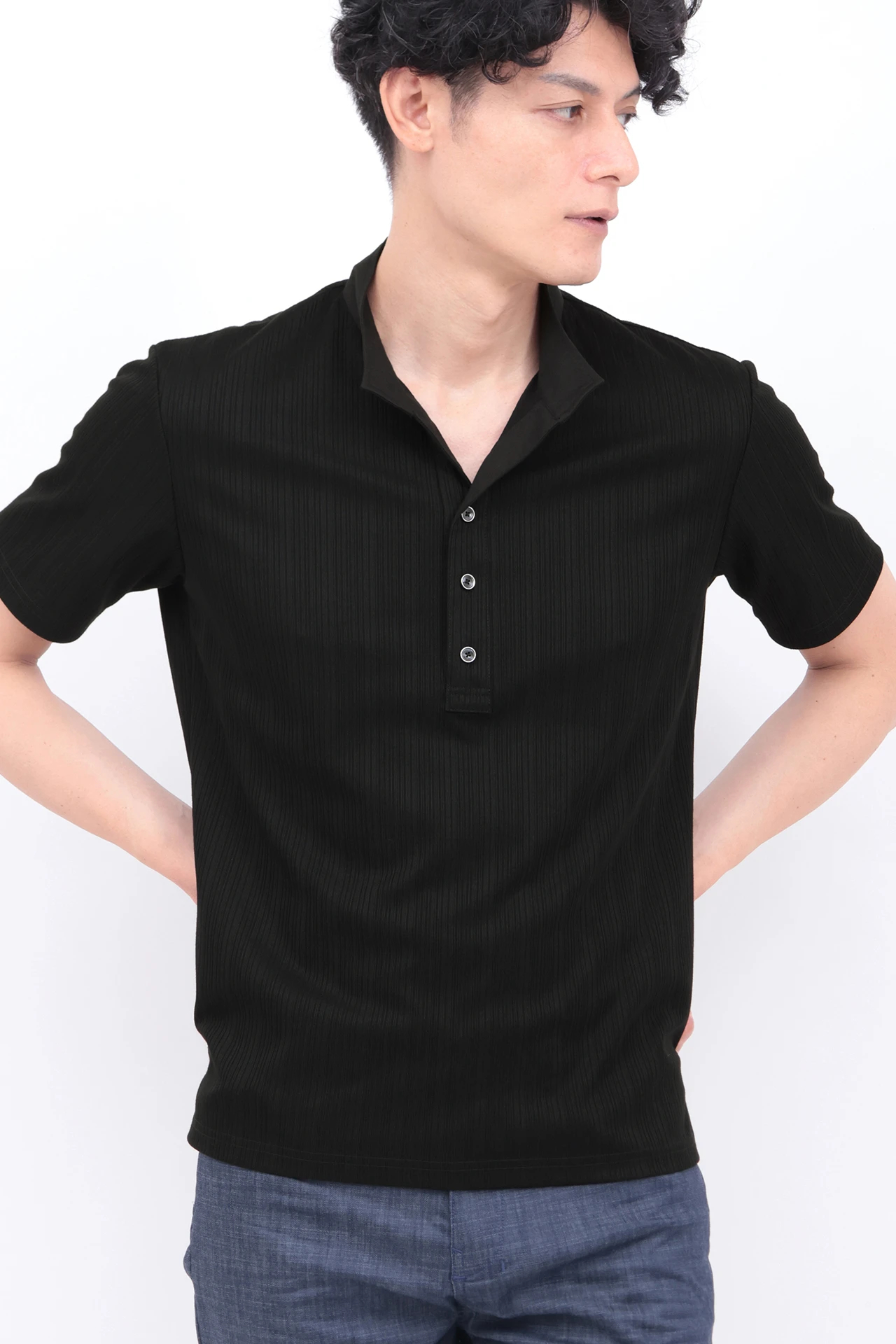 ZERO by TORNADO MART∴ランダム針抜きABSテレコポロシャツ / TORNADO