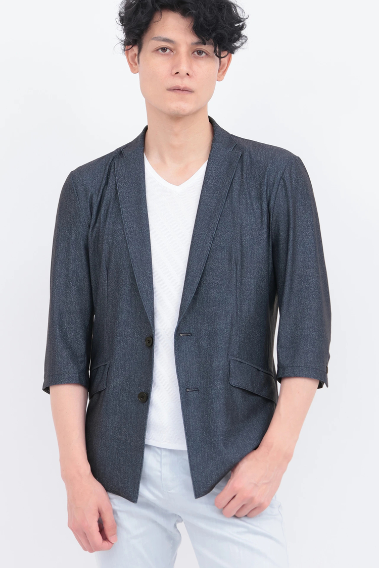 TORNADO MART(トルネードマート) |ZERO by TORNADO MART∴エアトリコットツィードプリント7分袖ジャケット