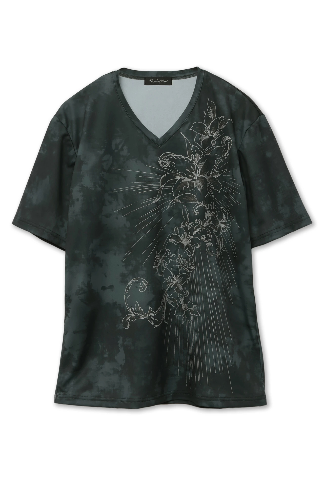 TORNADO MART∴ムラ転写リリー刺繍風プリントTシャツ / TORNADO MART