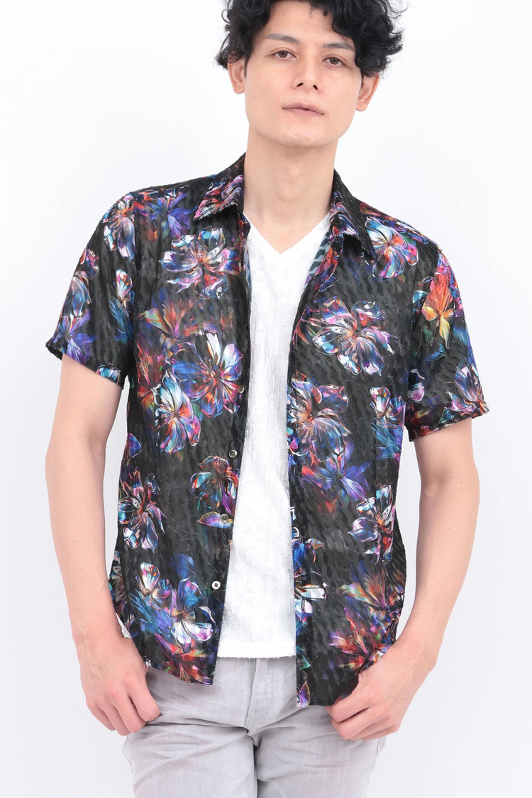 TORNADO MART(トルネードマート) |TORNADO MART∴メタルハイビスカスプリント半袖シャツ