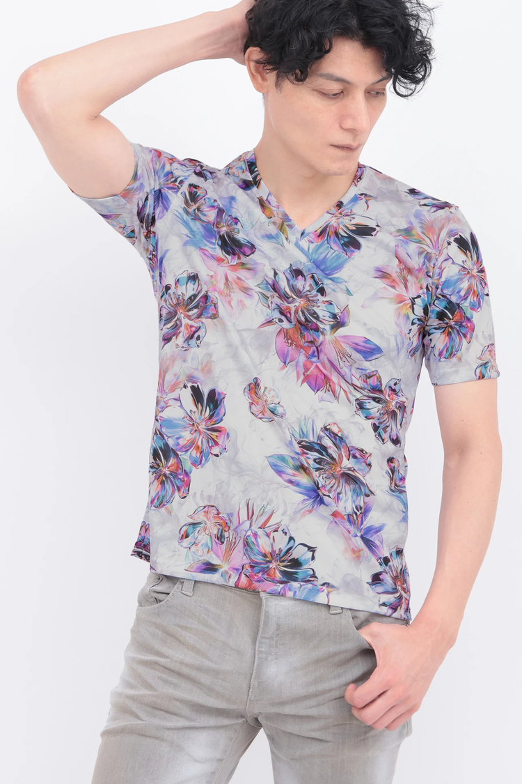 TORNADO MART(トルネードマート) |TORNADO MART∴メタルハイビスカスプリント半袖カットソー