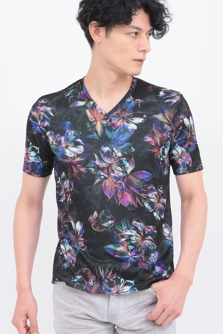 TORNADO MART(トルネードマート) |TORNADO MART∴メタルハイビスカスプリント半袖カットソー