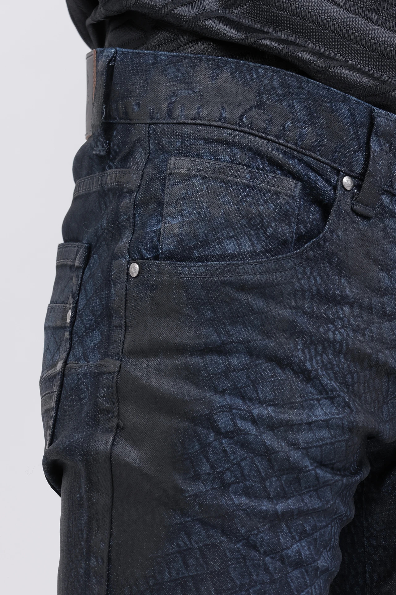 TORNADO MART∴クロコダイルコーティングベルボトム