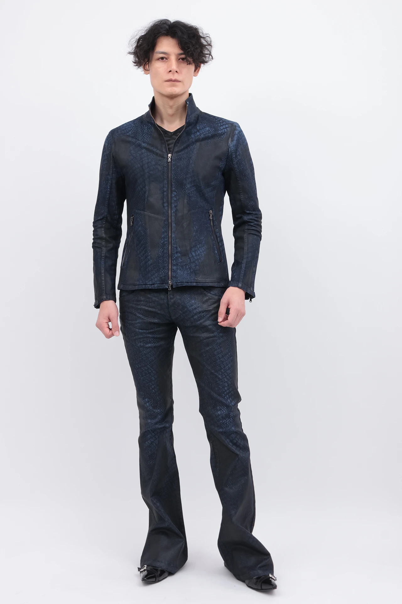 TORNADO MART∴クロコダイルコーティングベルボトム