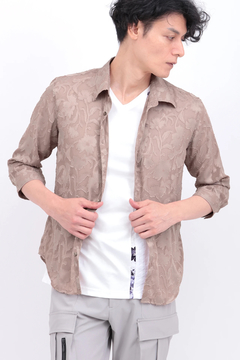 TORNADO MART(トルネードマート) |TORNADO MART∴ボタニカルシフォンカットジャカード７分袖シャツ