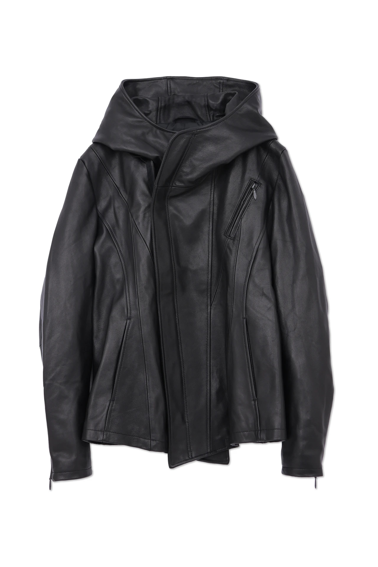 TORNADO MART フーディーレザージャケット 牛革 ブラック/AZ181 TORNADO MART∴フーディレザーブルゾン / TORNADO MART（トルネード