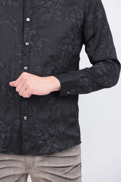 TORNADO MART(トルネードマート) |TORNADO MART∴サテンオーガンジーシュリンクフラワープリントシャツ