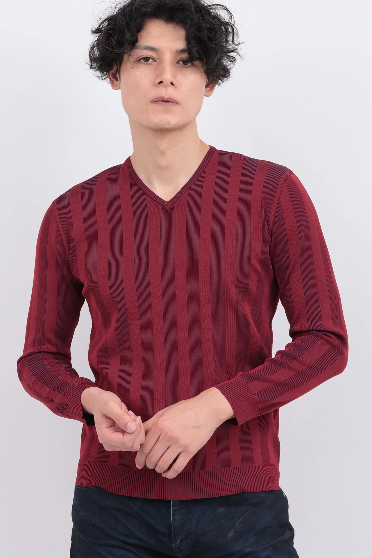 ｽﾄﾗｲﾌﾟﾃﾚｺVﾈｯｸKN / TORNADO MART（トルネードマート）の長袖ニット通販