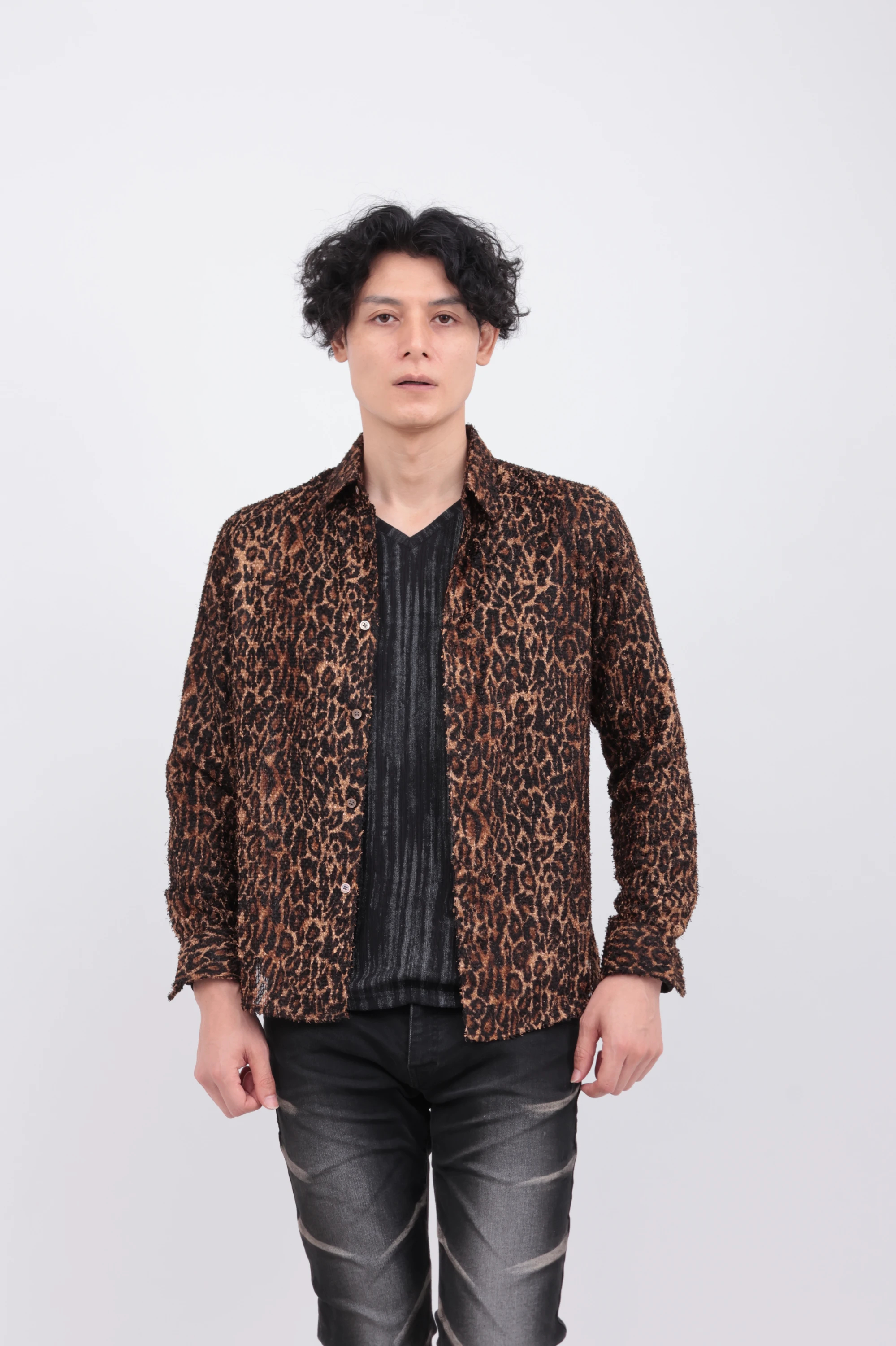 【美品】 TORNADO MART レオパード柄 長袖シャツ M TORNADO MART リアルレオパード長袖シャツ TORNADO MART トルネード