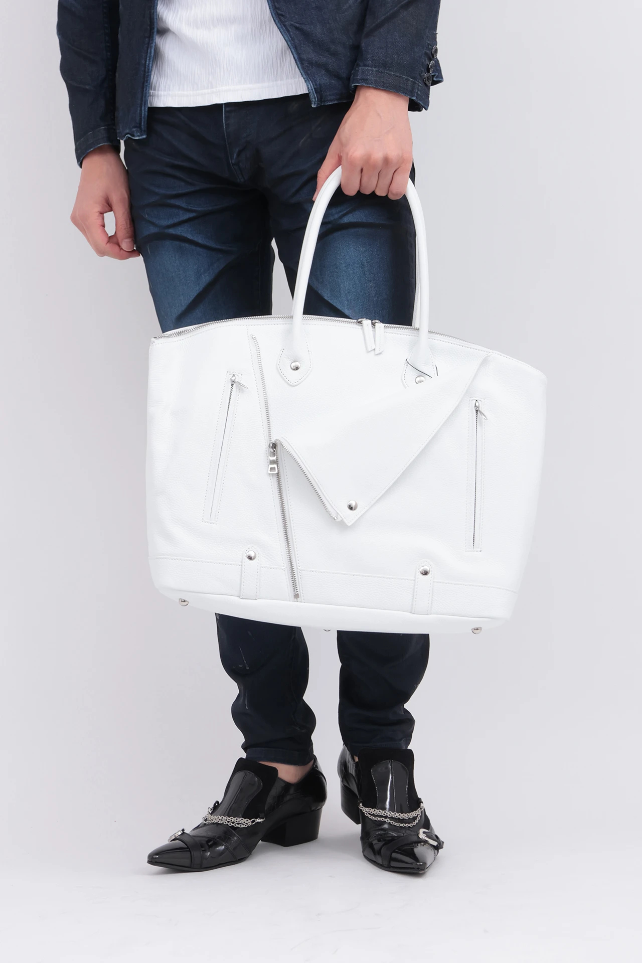 TORNADO MART∴シュリンクレザーライダースボストントートバッグ