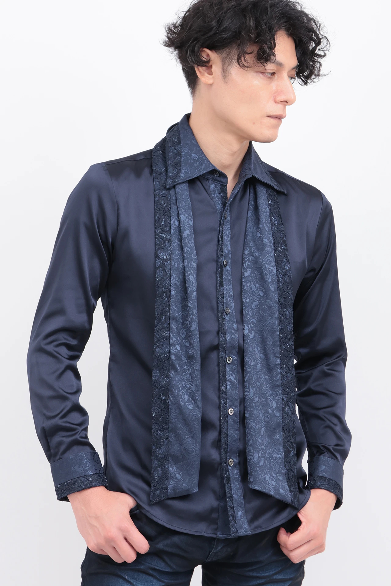 TORNADO MART∴レースアクセント ストール付きシャツ / TORNADO MART