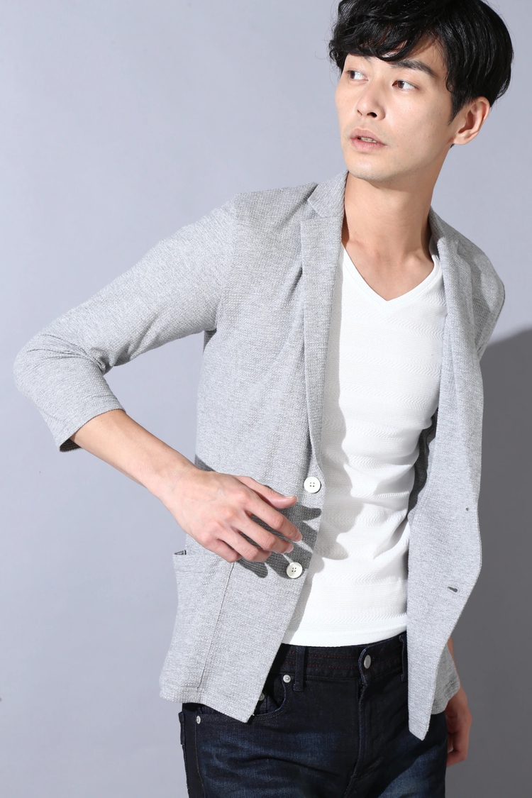 HIGH STREET(ハイストリート) |HIGH STREET∴ワッフル7分袖テーラーカーディガン