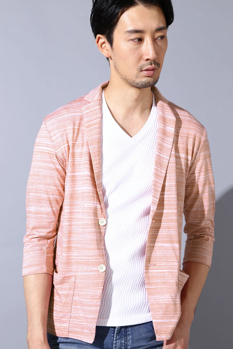 HIGH STREET(ハイストリート) |HIGH STREET∴スラブボーダー天竺7分袖カットJK