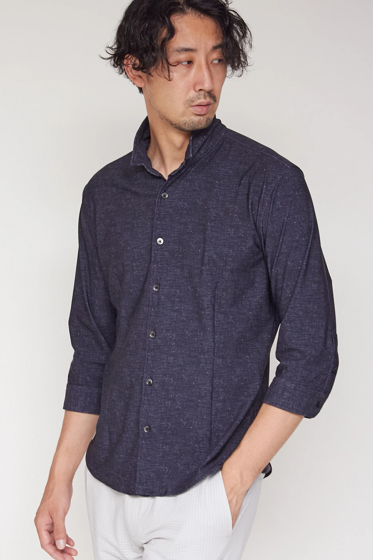 HIGH STREET∴HTシャンブレープリント7分袖シャツ / HIGH STREET