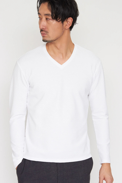 HIGH STREET(ハイストリート) |HIGH STREET∴RIPAモノグラム調ジャージ長袖VネックCS