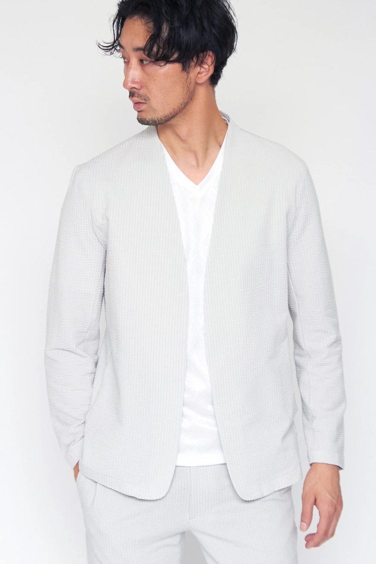 HIGH STREET(ハイストリート) |HIGH STREET∴サッカーストライプノーカラージャケット