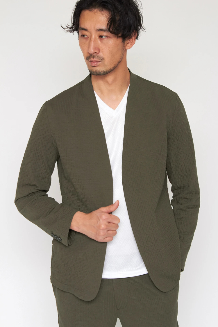 HIGH STREET(ハイストリート) |HIGH STREET∴サッカーストライプノーカラージャケット