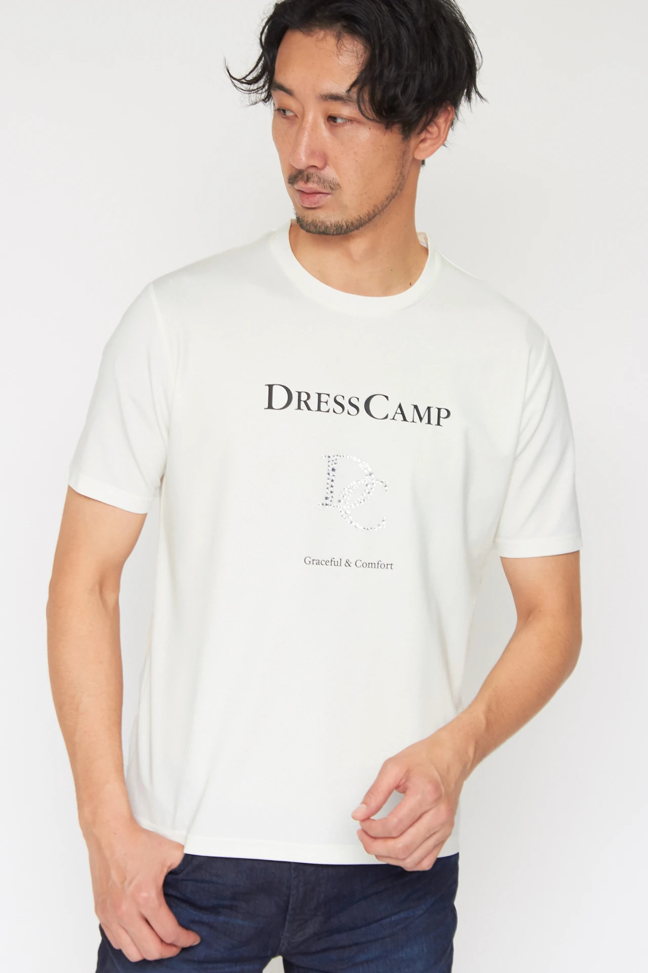 DRESS CAMP ドレスキャンプ エメラルドグリーン プリントTシャツ