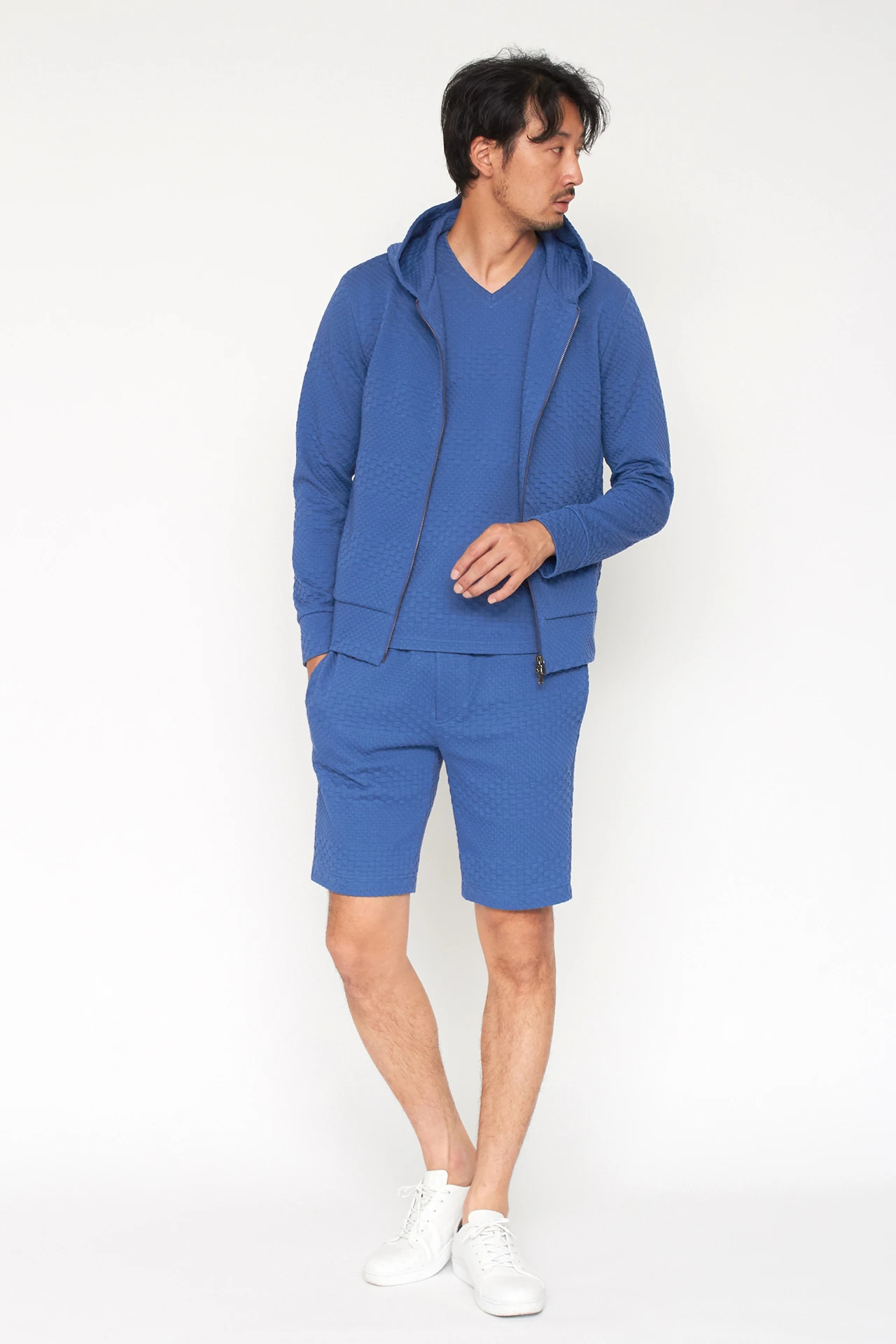 【ネイビー】HIGH STREET∴ジオメトリックボーダーZipパーカー HIGH STREET∴ジオメトリックボーダーZipパーカー / HIGH STREET（ハイ