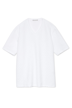 HIGH STREET(ハイストリート) |HIGH STREET∴ジオメトリックボーダーVネック半袖Tシャツ