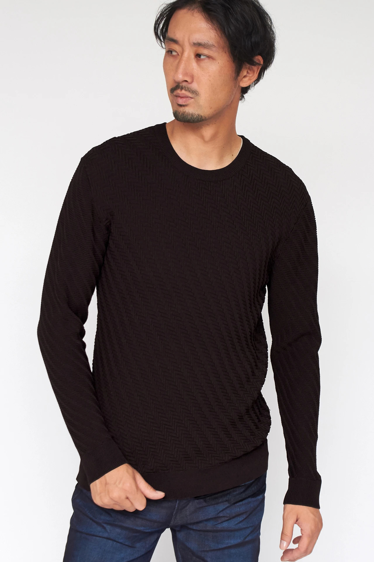 HIGH STREET(ハイストリート) |HIGH STREET∴へリンボンコンビクルーネックニット